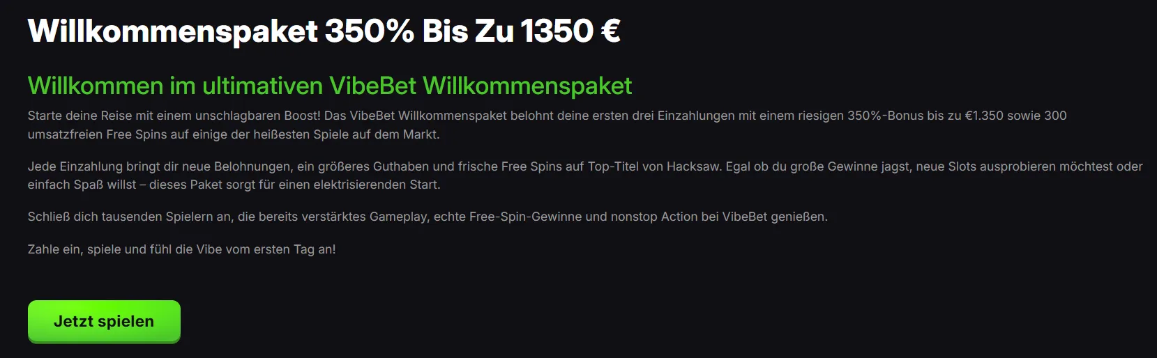 Willkommensbonus VibeBet Casino – bis zu 150% + Freispiele exklusiv